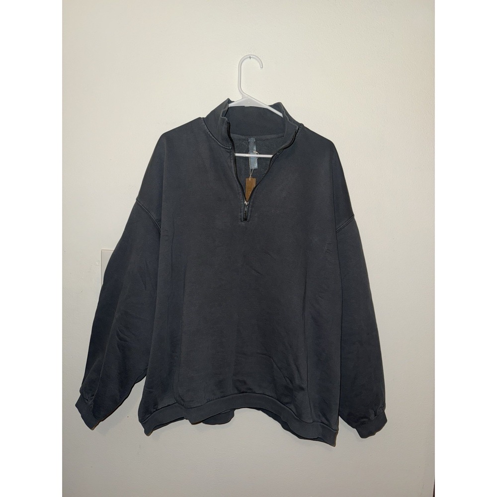 SKIMS‎ Boyfriend Fleece Slouchy Half Zip Pullover Zircon Size M Oversized NWT
